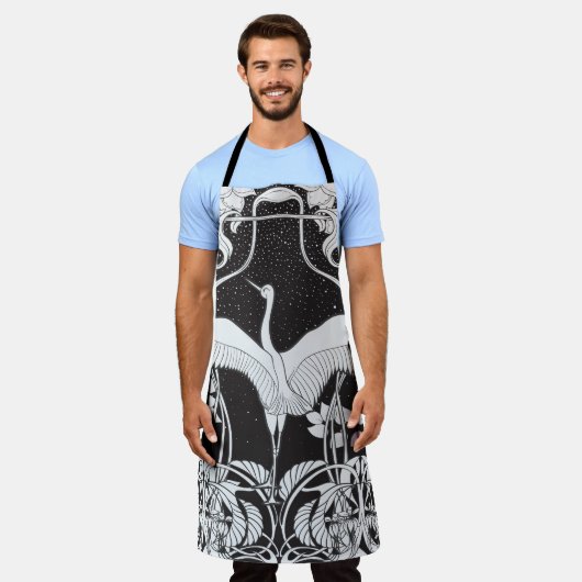 Jugendstil: Blumenvogel-Illustration Schürze (Getragen)