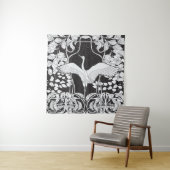 Jugendstil: Blumenvogel-Illustration Wandteppich (Beispiel)