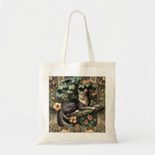 Jugendstil Blumige Katze Eleganz Tragetasche