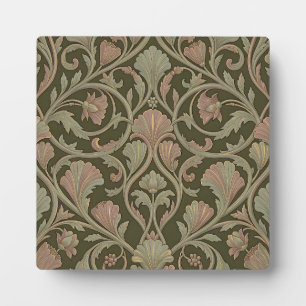 Jugendstil Blumiges Muster Dunkelgrün Rosa Vintage Fotoplatte
