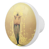 Jugendstil-Blütentuppchen pink und goldfarben eleg Keramikknauf (Rechts)