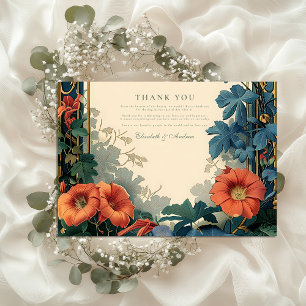 Jugendstil Botanische Hochzeit – Eleganter Rahmen Dankeskarte