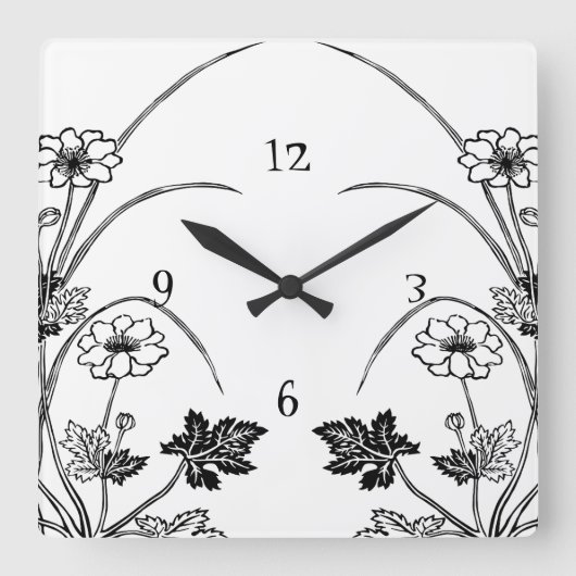 Jugendstil-Botanische Wall Uhr (Vorderseite)