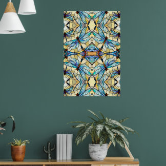 Jugendstil Buntes Libellen-Falsches Buntglas  Poster