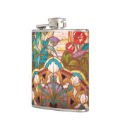 Jugendstil-Buntglas aussehen floral elegant Flachmann (Links)