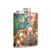 Jugendstil-Buntglas aussehen floral elegant Flachmann (Rechts)