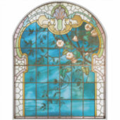 Jugendstil-Buntglas aussehen floral Viktorianisch Aufkleber (Vorderseite)