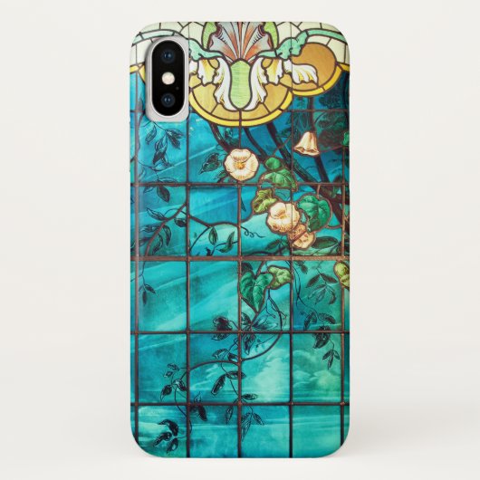 Jugendstil-Buntglas aussehen floral Viktorianisch Case-Mate iPhone Hülle (Rückseite)