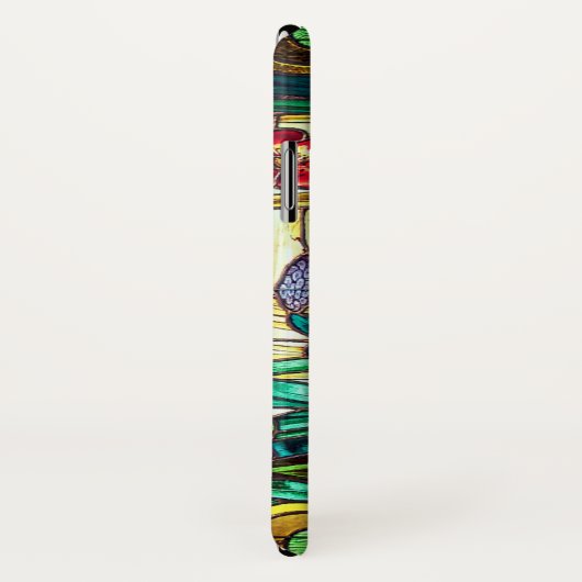 Jugendstil-Buntglas-Blüte Case-Mate iPhone Hülle (Hinten/Rechts)