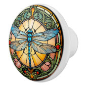 Jugendstil-Buntglas-Libelle Keramikknauf (Rechts)