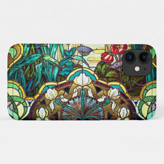 Jugendstil-Buntglas-Look floral Case-Mate iPhone Hülle (Rückseite (Horizontal))