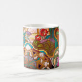 Jugendstil-Buntglas-Look floral Kaffeetasse (VorderseiteRechts)