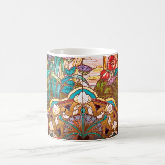 Jugendstil-Buntglas-Look floral Kaffeetasse (Mittel)