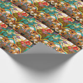 Jugendstil-Buntglas mit Blumen Geschenkpapier (Ecke)