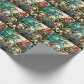 Jugendstil-Buntglas mit Blumen Geschenkpapier (Ecke)