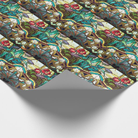 Jugendstil-Buntglas mit Blumen Geschenkpapier (Ecke)