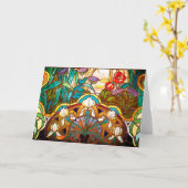 Jugendstil-Buntglas mit Blumen Karte (Gelbe Blume)