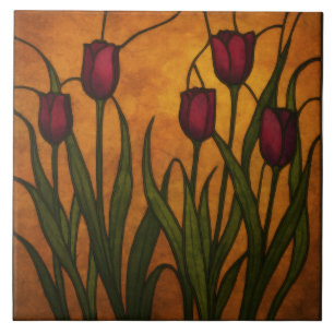 Jugendstil-Buntglas-Stil-Tulpe Fliese