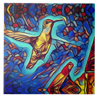 Jugendstil-Buntglasoptik Kolibri  Fliese