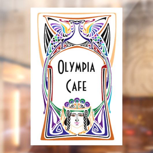 Jugendstil-Café-Zeichen Fensteraufkleber (Blatt 2)