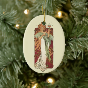 Jugendstil, Champagner von Alphonse Mucha Keramik Ornament