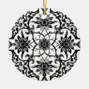 Jugendstil-Chinesische Fliese - Schwarz und Weiß Keramikornament