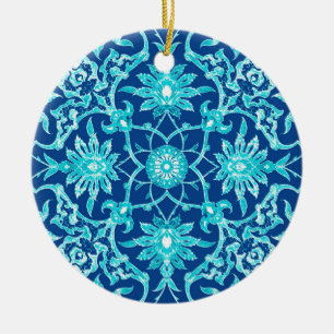 Jugendstil-Chinesische Fliese - Türkis und Blau Keramikornament