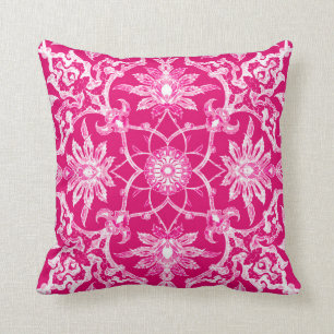 Jugendstil chinesisches Muster - Fuchsia Rosa Kissen