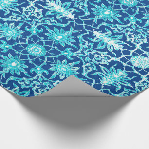 Jugendstil chinesisches Muster - Türkis und Blau Geschenkpapier