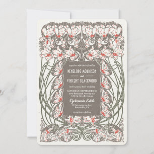 Jugendstil-Cyclamen Elegance Hochzeit Einladung