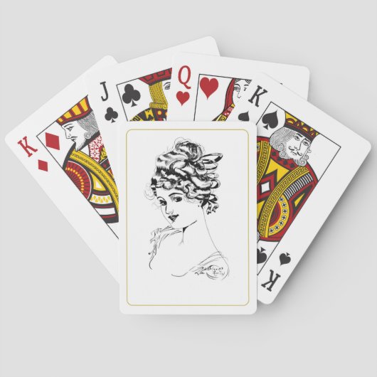 Jugendstil-Dame 1917 Kunst Spielkarten (Rückseite)