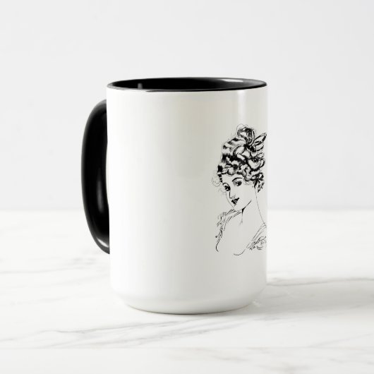 Jugendstil-Dame 1917 Kunst Tasse (Vorderseite Links)