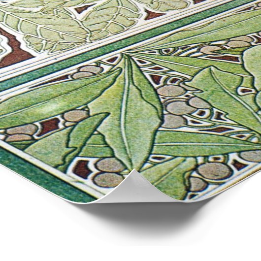 Jugendstil-Dame mit Lorbeerkern-Blätter Poster (Ecke)