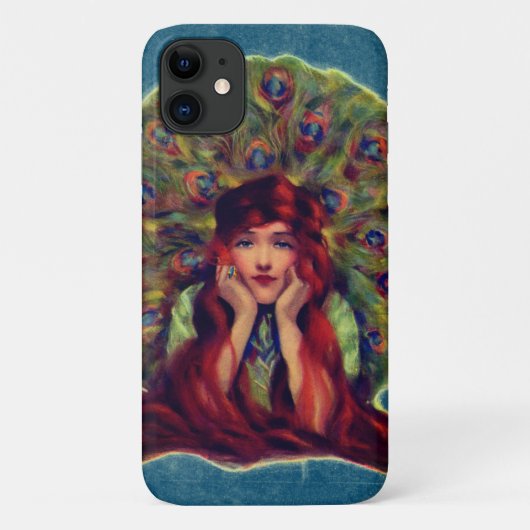 Jugendstil-Deko elegante Pfauenfedern Case-Mate iPhone Hülle (Rückseite)