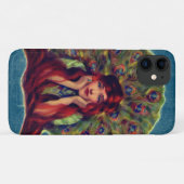 Jugendstil-Deko elegante Pfauenfedern Case-Mate iPhone Hülle (Rückseite (Horizontal))