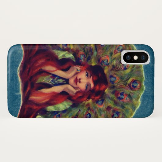 Jugendstil-Deko elegante Pfauenfedern Case-Mate iPhone Hülle (Rückseite (Horizontal))