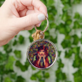 Jugendstil-Deko elegante Pfauenfedern Schlüsselanhänger (Hand)