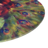 Jugendstil-Deko elegante Pfauenfedern Schneidebrett (Ecke)