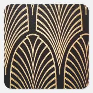 Jugendstil, Deko, Fächermuster, Bronze, Gold, bl Quadratischer Aufkleber