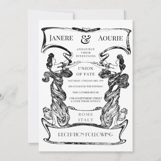 Jugendstil-Deko Gestaltungsrahmen Einladung (Vorderseite)