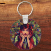 Jugendstil Deko Pfauenfeder elegant Schlüsselanhänger (Vorderseite)