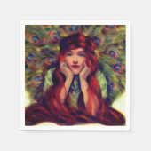 Jugendstil Deko Pfauenfedern elegant Serviette (Vorderseite)