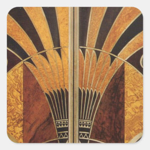 Jugendstil, Deko, Vintag, Holzfarben, schick Quadratischer Aufkleber