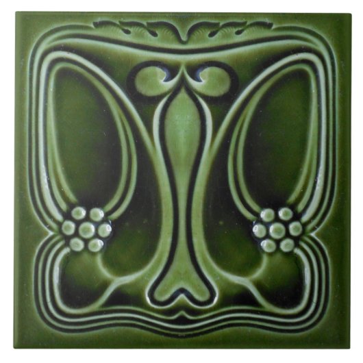 Jugendstil-Dekorationskamin im Tile-Art-Stil Fliese (Vorderseite)