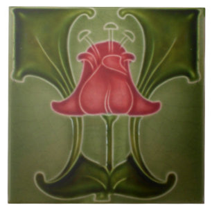 Jugendstil-Dekorationskamin im Tile-Art-Stil Fliese