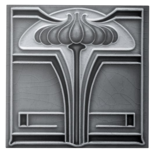 Jugendstil-Dekorationskamin im Tile-Art-Stil Fliese (Vorderseite)