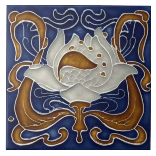 Jugendstil-Dekorationskamin im Tile-Art-Stil Fliese (Vorderseite)