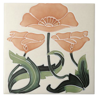 Jugendstil-Dekorationskamin im Tile-Art-Stil Fliese