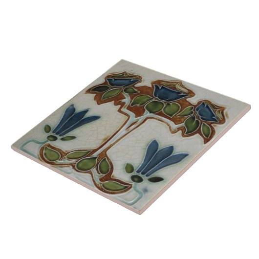 Jugendstil-Dekorationskamin im Tile-Art-Stil Fliese (Seite)