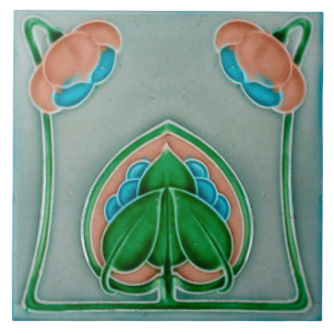 Jugendstil-Dekorationskamin im Tile-Art-Stil Fliese